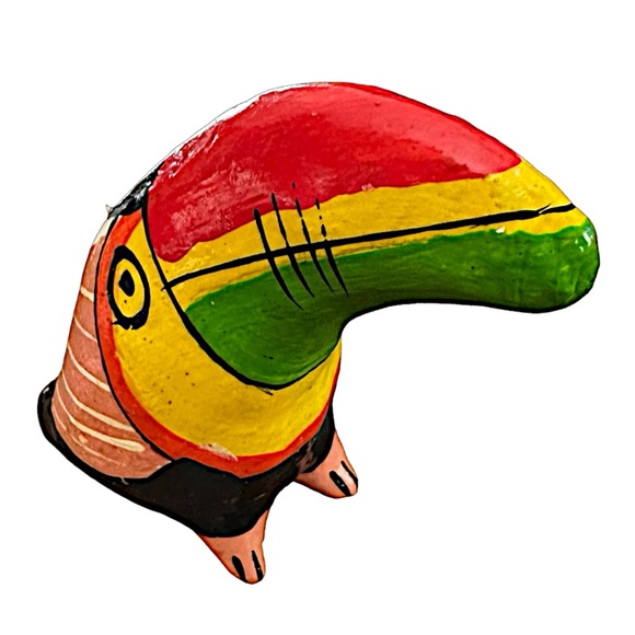 Handmade Terracotta Clay Bird Parrot Whistle 5” Folk Art Figurine Decor - Picture 3 of 6